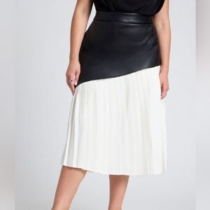 Eloquii Black and White Pleated Skirt